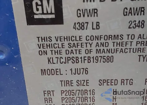 2015 Chevrolet Trax 1Ls z USA, uszkodzony, nr VIN KL7CJPSB1FB197580